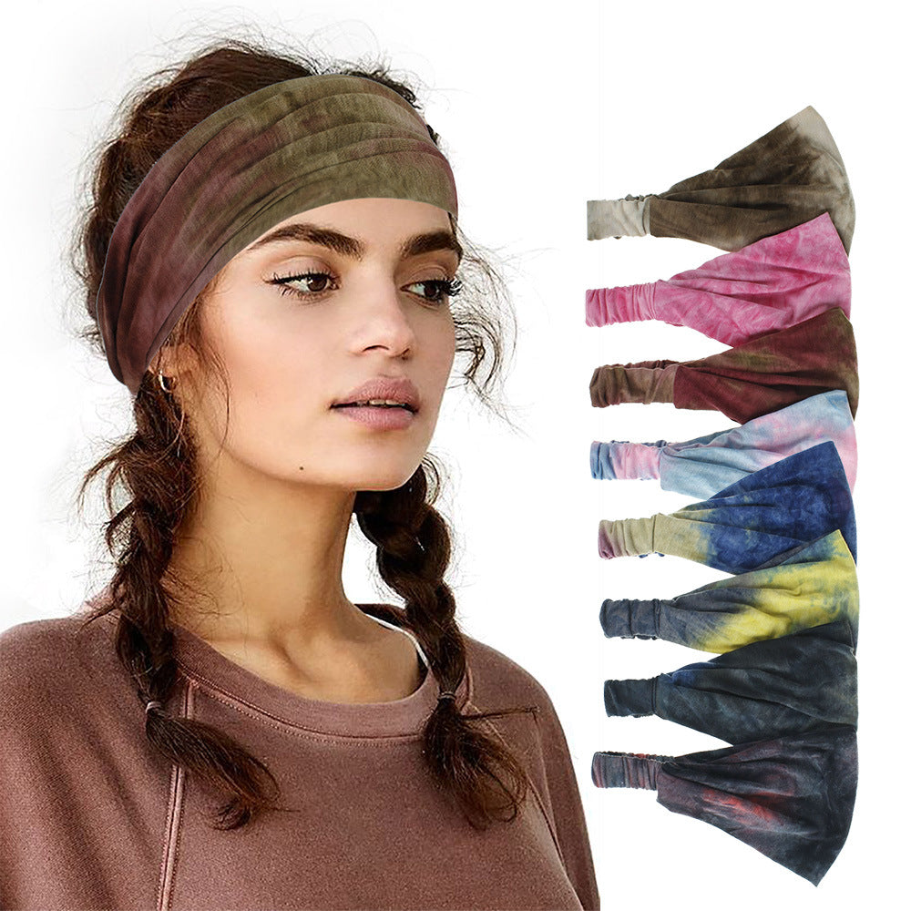 Tie Dye Sweat Absorbing Sports Hairband - chicyea