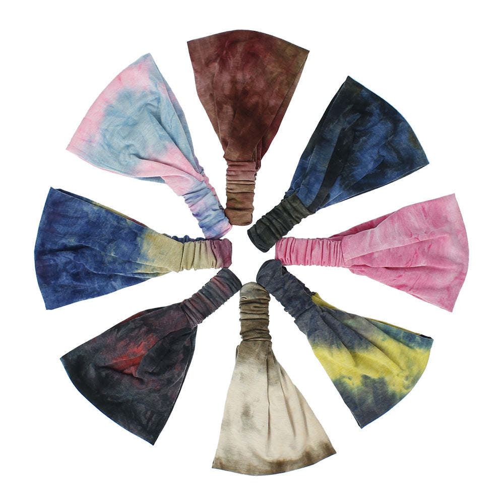 Tie Dye Sweat Absorbing Sports Hairband - chicyea