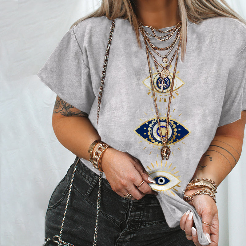 Neojana Evil Eyes Casual Fashion Women T-Shirt - chicyea