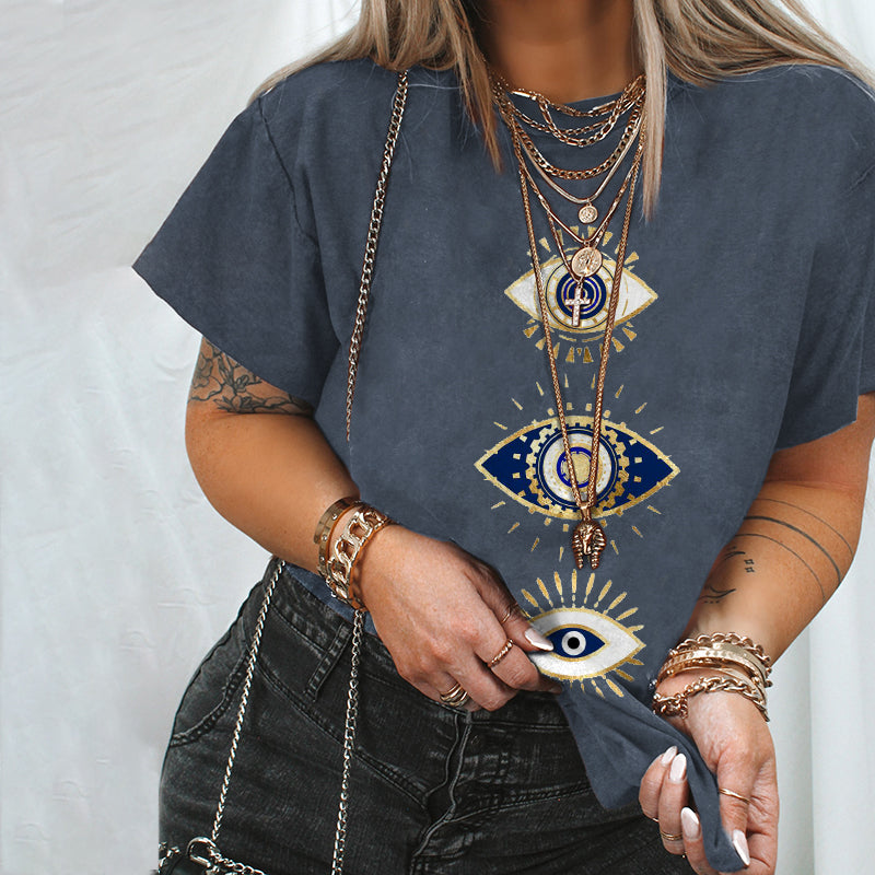 Neojana Evil Eyes Casual Fashion Women T-Shirt - chicyea