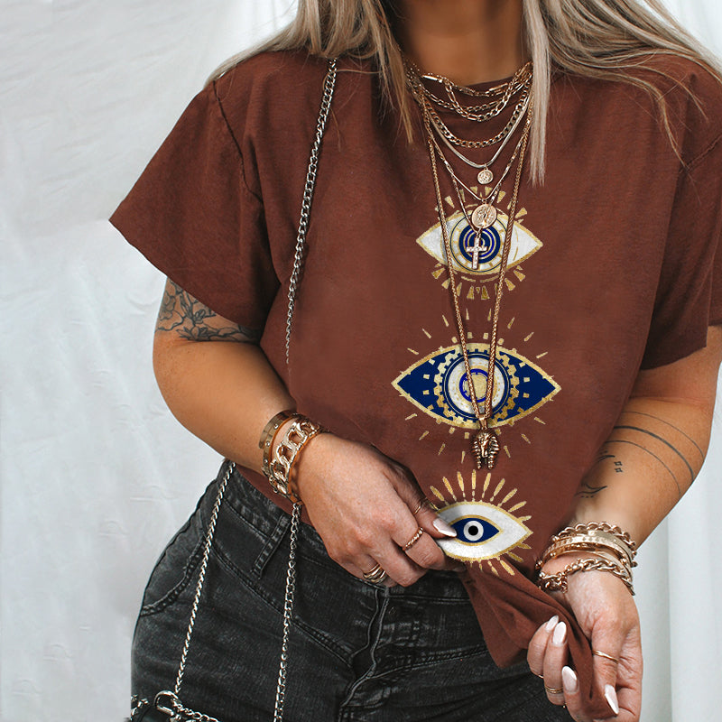 Neojana Evil Eyes Casual Fashion Women T-Shirt - chicyea
