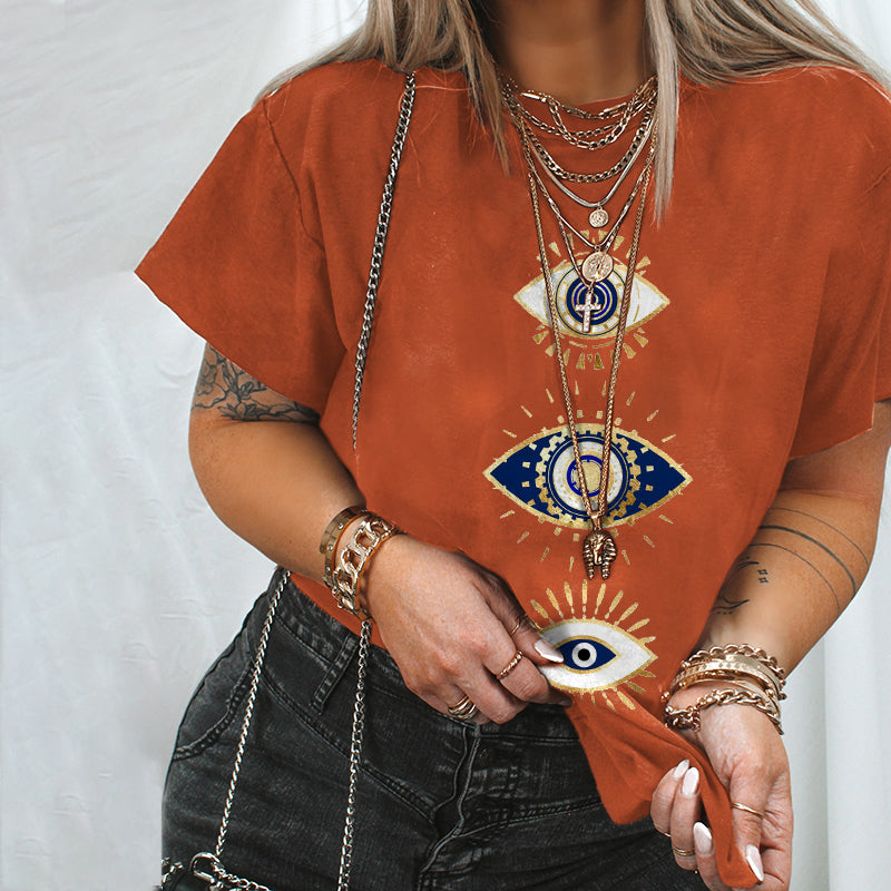 Neojana Evil Eyes Casual Fashion Women T-Shirt - chicyea