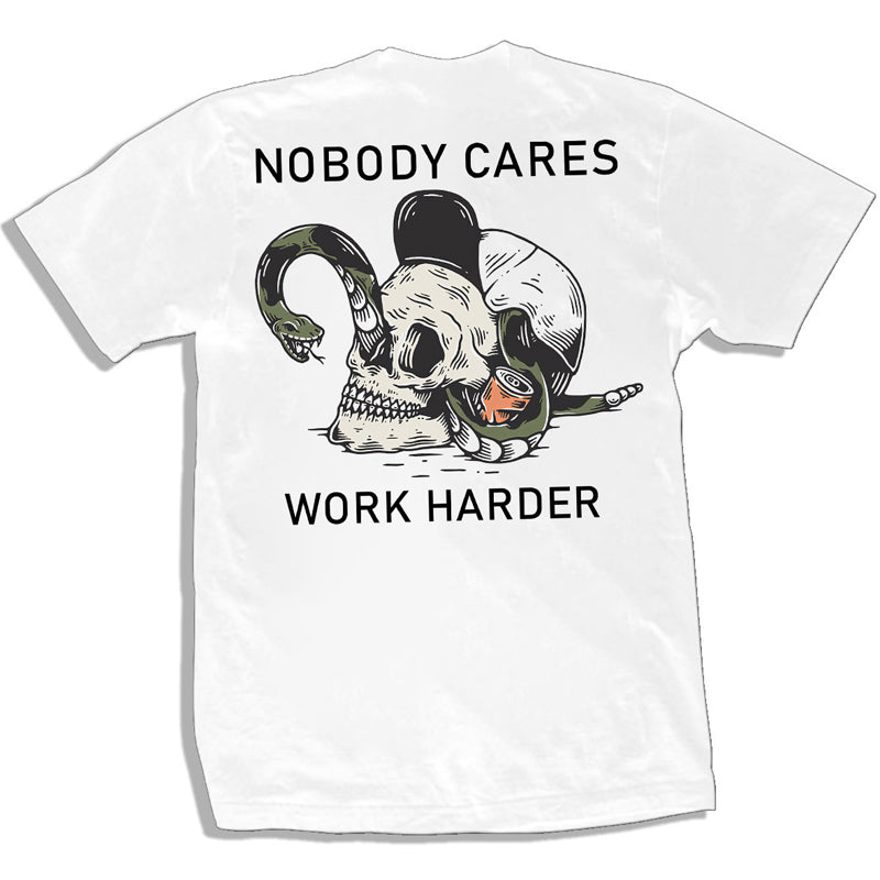 Uprandy Nobody Cares Work Harder Skull Snake Print T-Shirt - chicyea