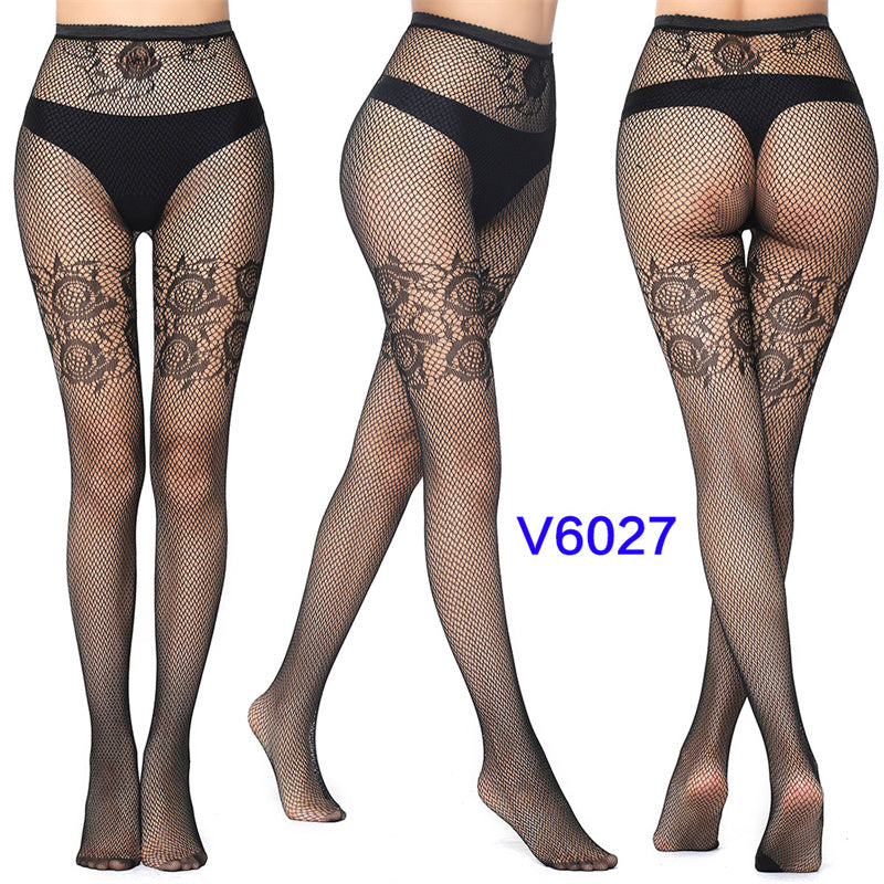 Sexy Silk Stockings Fishnet Eyes Jacquard Stockings Pantyhose - chicyea