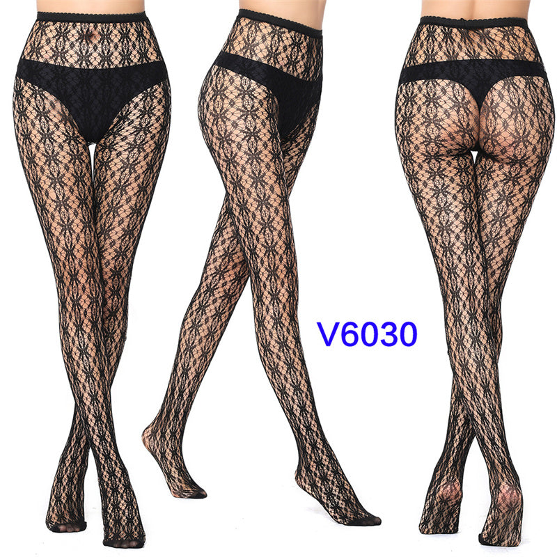 Sexy Silk Stockings Fishnet Eyes Jacquard Stockings Pantyhose - chicyea
