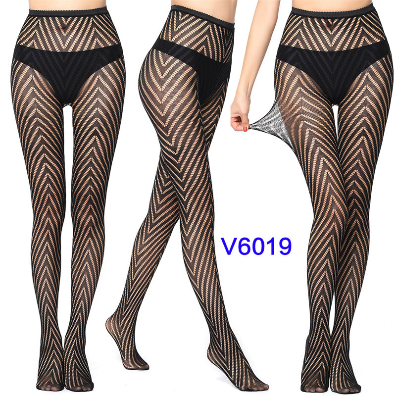 Sexy Silk Stockings Fishnet Eyes Jacquard Stockings Pantyhose - chicyea