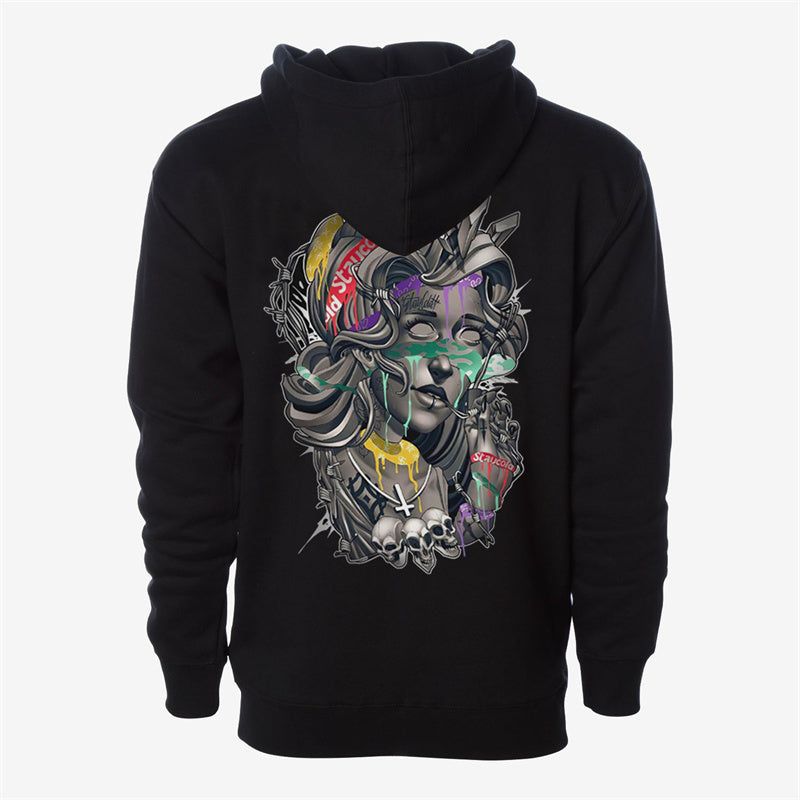 Uprandy Cool Skull Graphic Printed Men Hoodie - chicyea