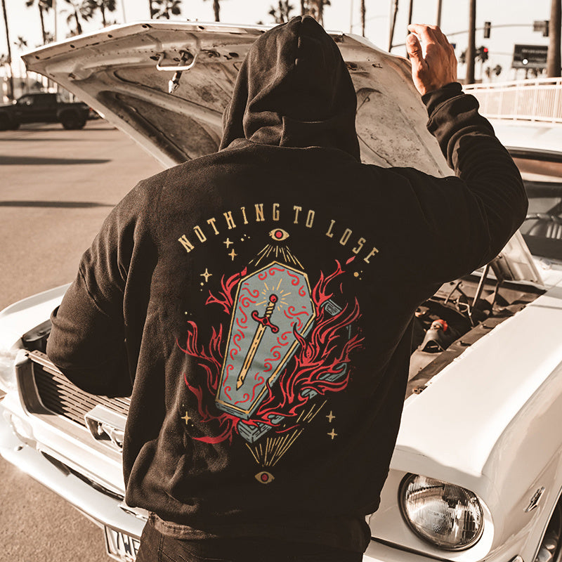 Uprandy Nothing To Lose Coffin Printed Cool Hoodie - chicyea