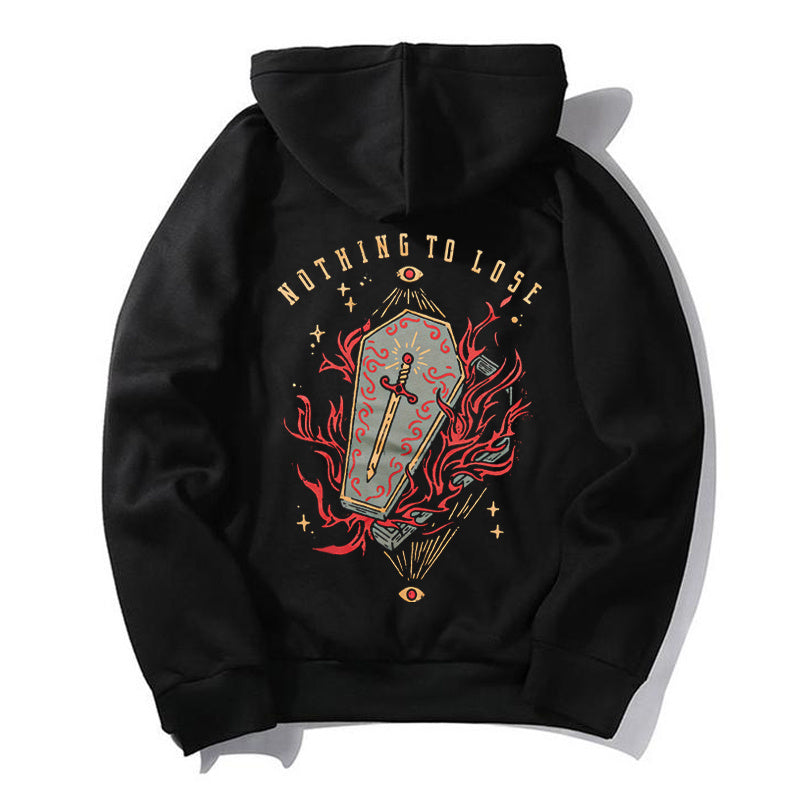 Uprandy Nothing To Lose Coffin Printed Cool Hoodie - chicyea