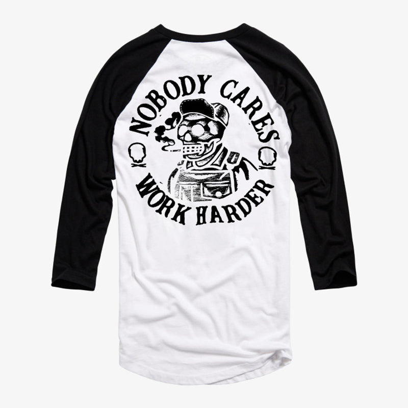 Uprandy Cool Nobody Cares Work Harder Skull Printed Patchwork T-Shirt - chicyea