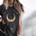 Neojana Moon Print Women Crewneck T-Shirt - chicyea