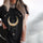 Neojana Moon Print Women Crewneck T-Shirt - chicyea