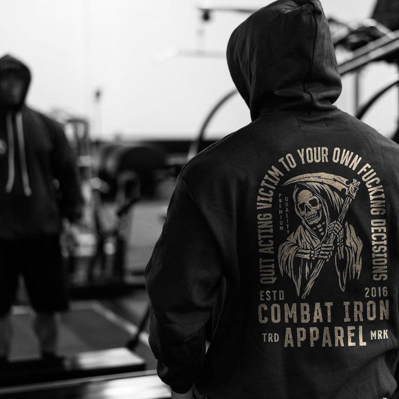 Uprandy Cool Skull Axe Print Graphic Reaper Hoodie - chicyea