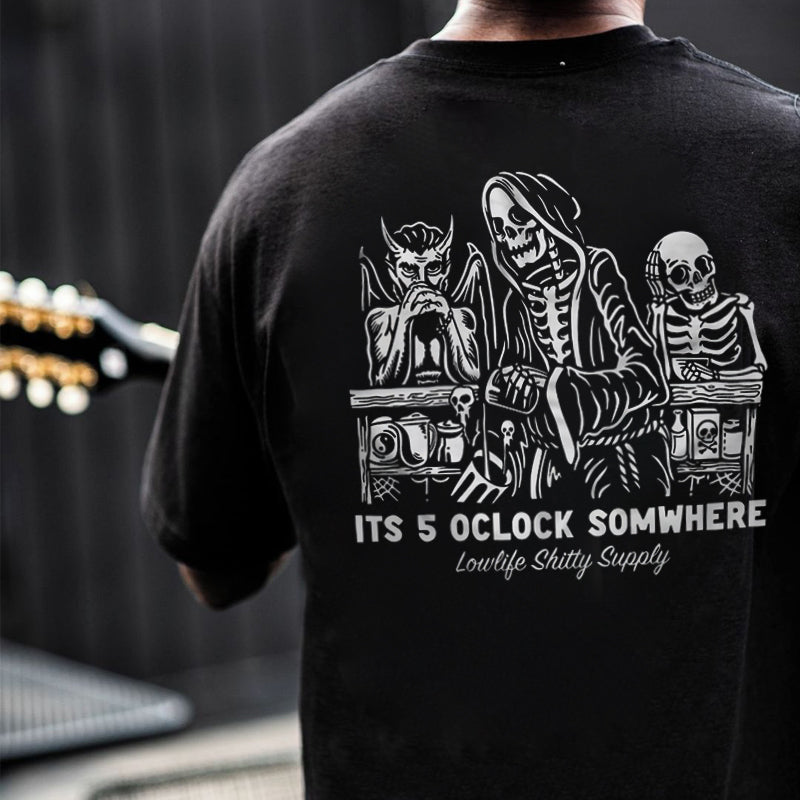 Cloeinc Its 5 Oclock Somwhere Printed Men Casual Reaper T-Shirt - chicyea