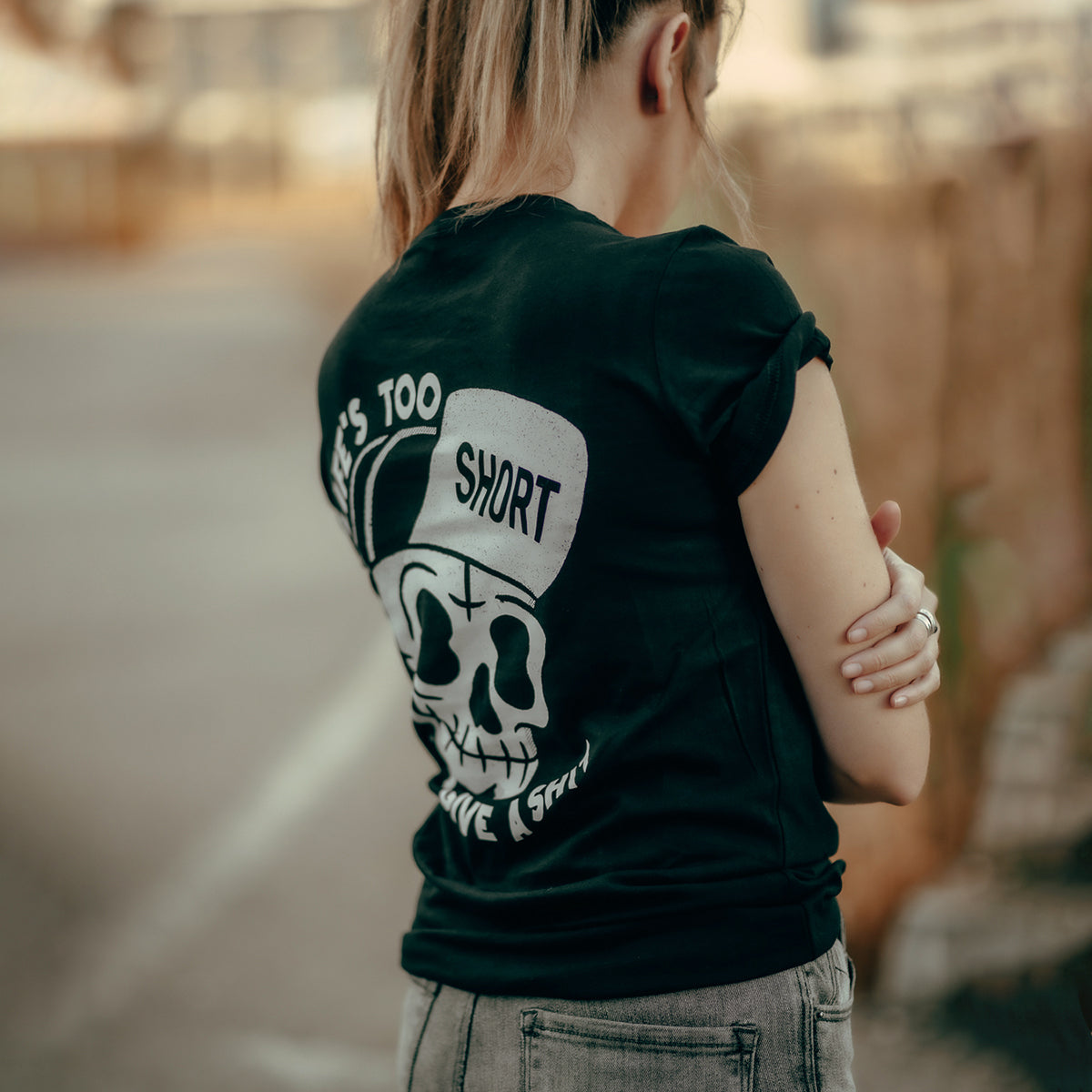 Uprandy Lifes Too Short To Give A Shit Skull Printed Women T-Shirt - chicyea