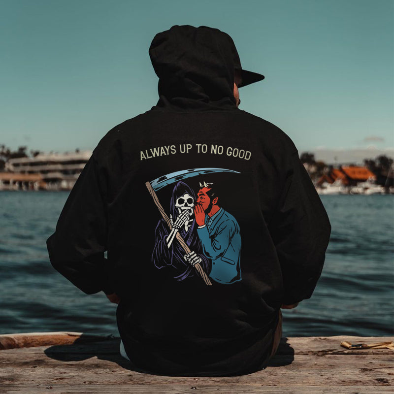 Cloeinc The Devil And Skull Whispering Always Up No Good Reaper Hoodie - chicyea