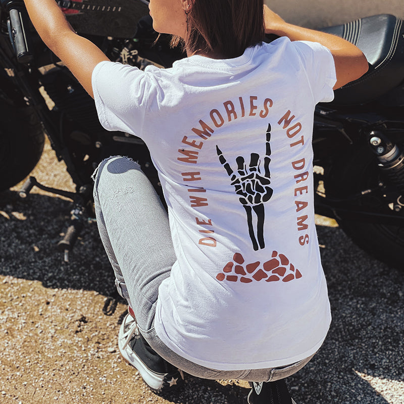 Minnieskull Die With Memories Not Dreams Printed T-Shirt - chicyea