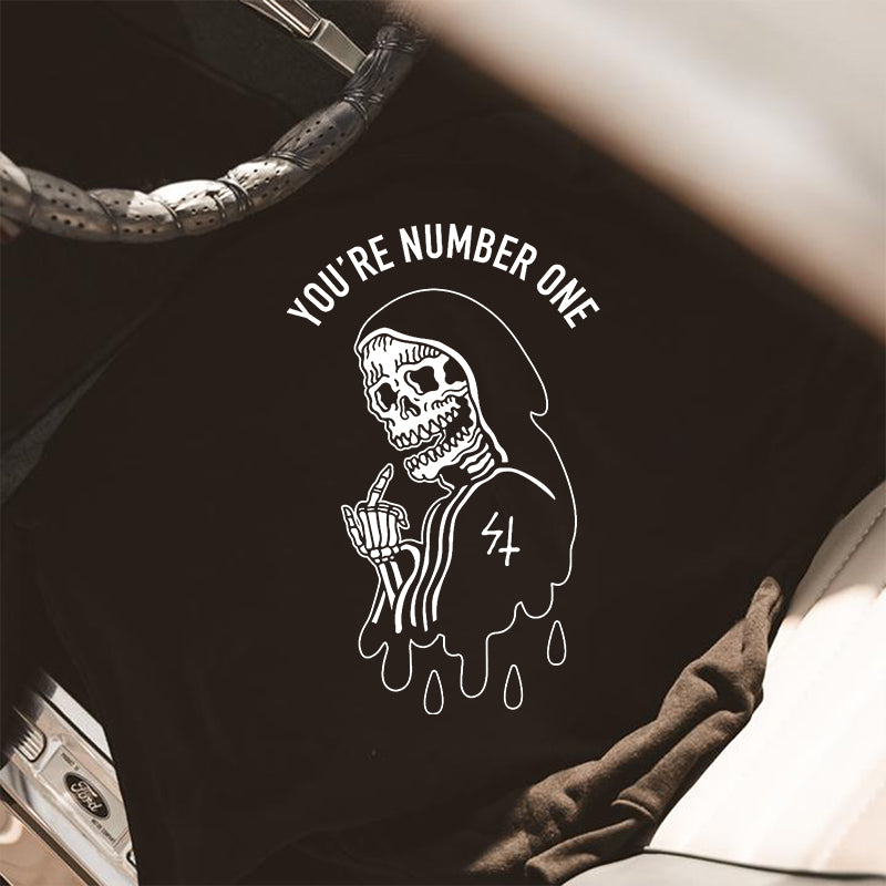 Uprandy Funny You'Re Number One Skull Printed Men Reaper Hoodie - chicyea