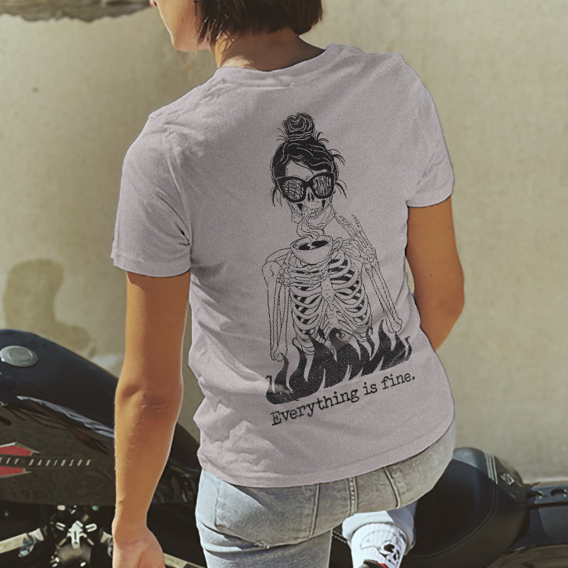 Minnieskull Cool Skeleton Printed Casual Women T-Shirt - chicyea