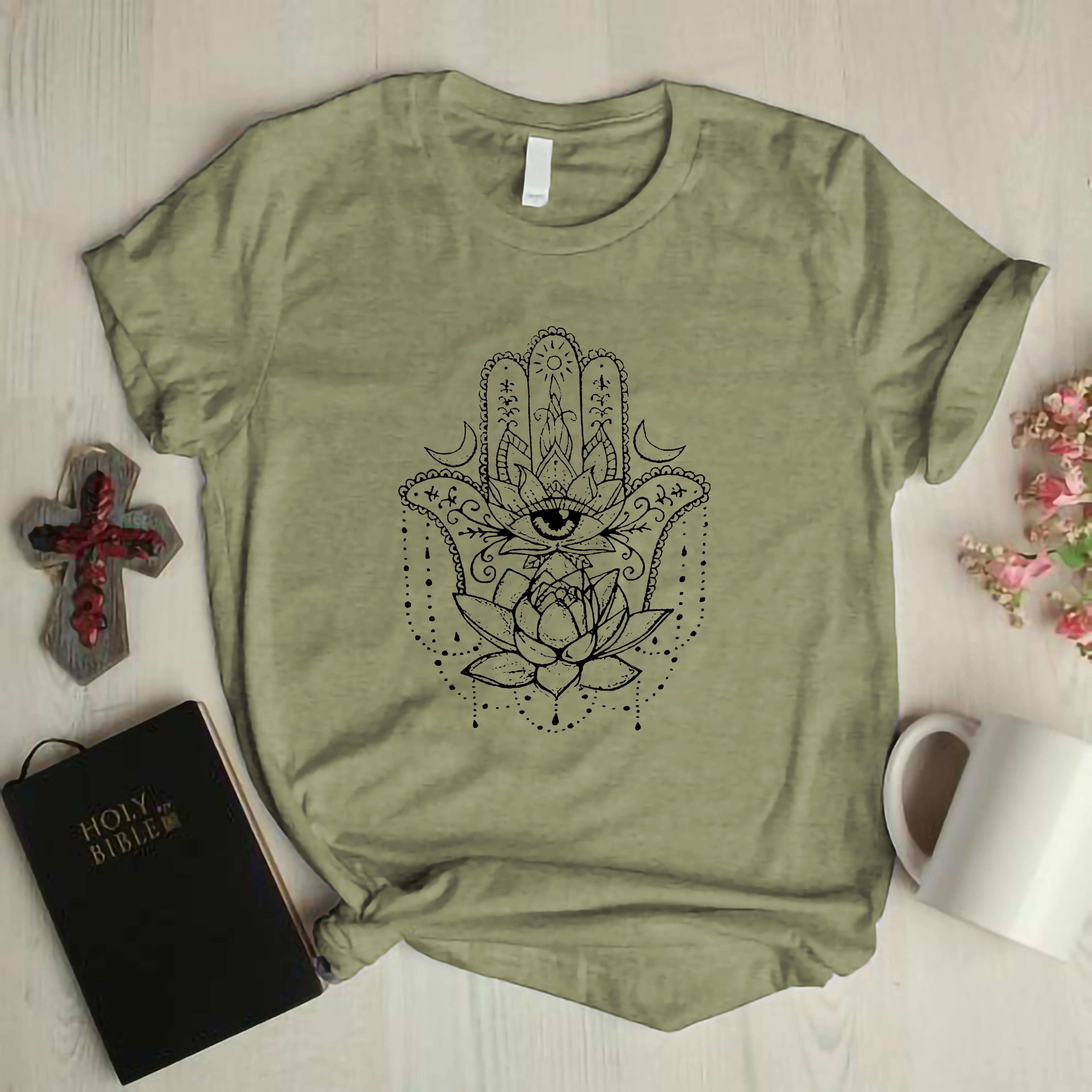 Neojana Personalized Lotus Printed Graphic Tees - chicyea