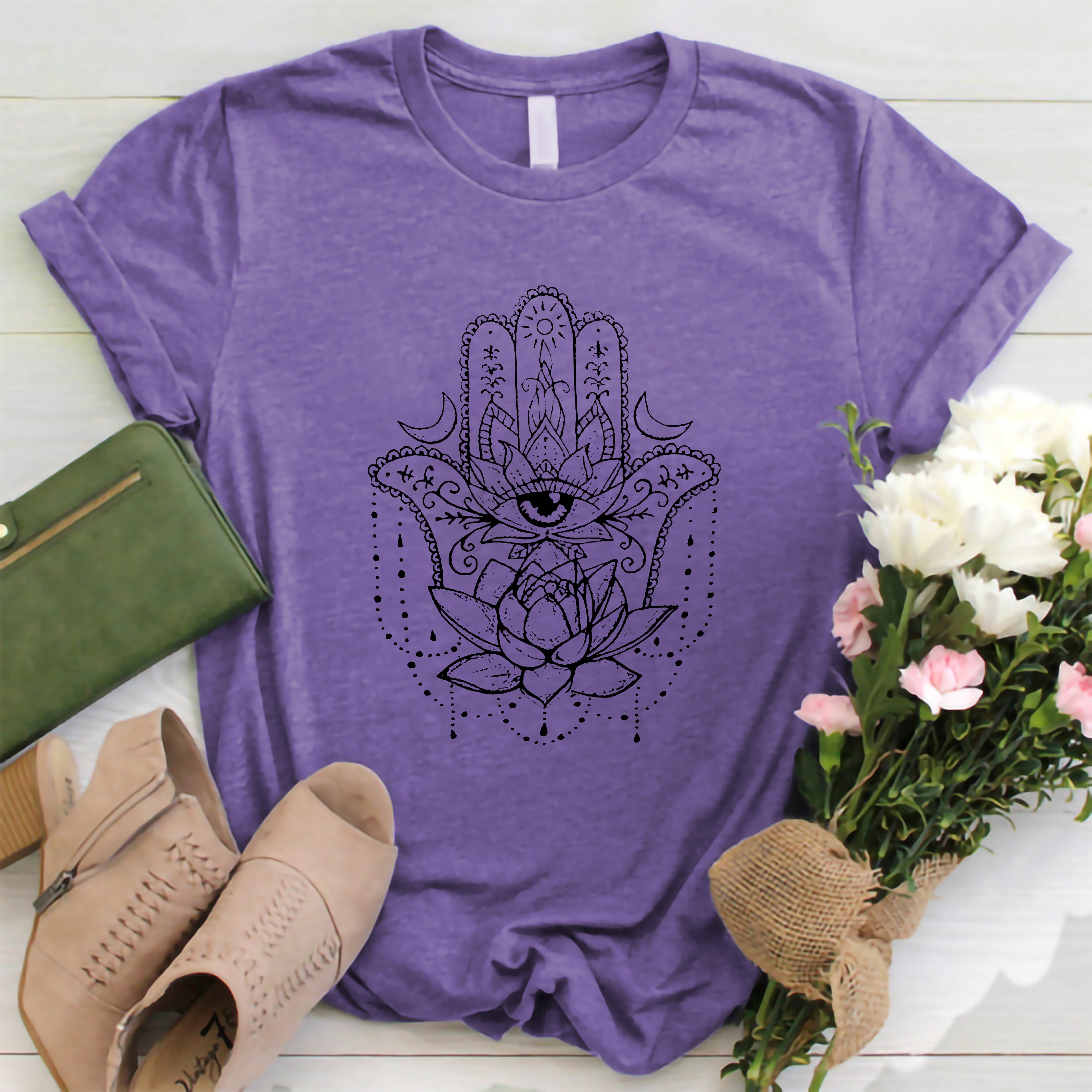 Neojana Personalized Lotus Printed Graphic Tees - chicyea