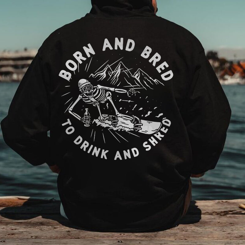 Cloeinc Drink Skeleton Print Trendy Hoodie - chicyea