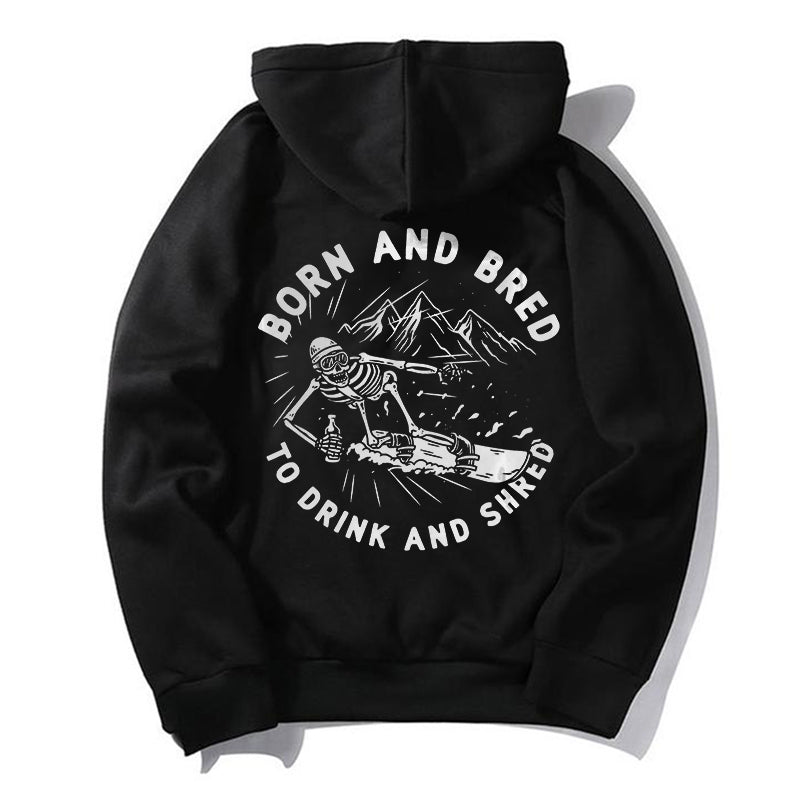Cloeinc Drink Skeleton Print Trendy Hoodie - chicyea