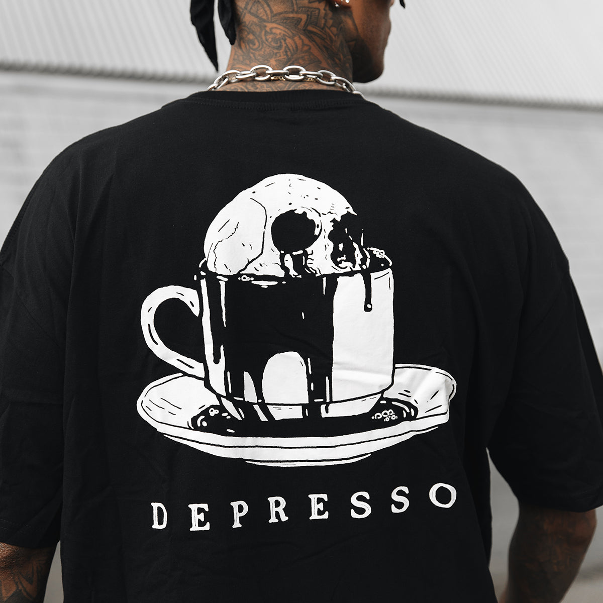 Uprandy Depresso Skull Print T-Shirt - chicyea