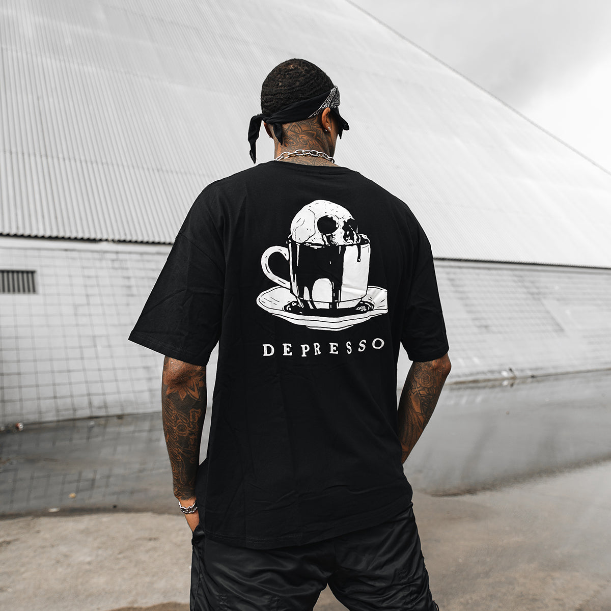 Uprandy Depresso Skull Print T-Shirt - chicyea