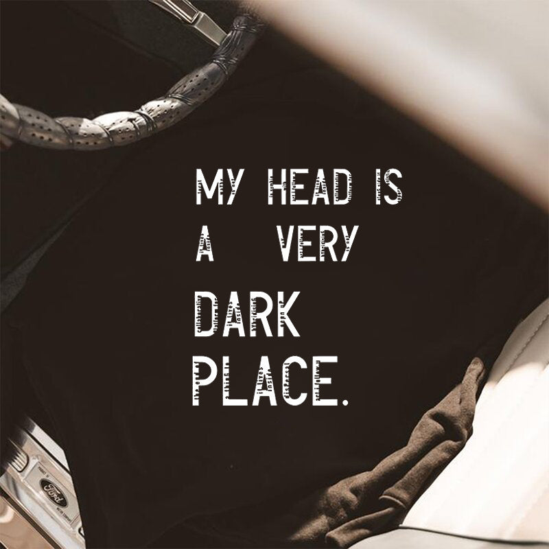 Uprandy My Head Is A Very Dark Place Print Hoodie - chicyea