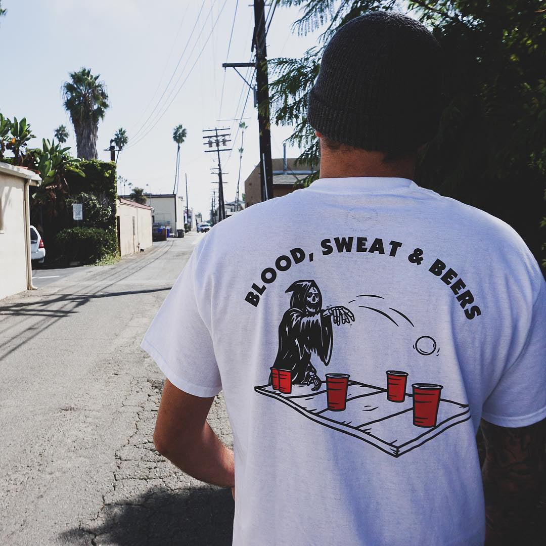 Uprandy Funny Blood Sweat And Beers Fashion Men Reaper T-Shirt - chicyea