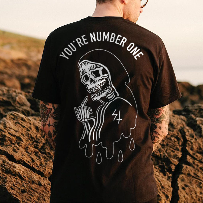 Uprandy Funny You'Re Number One Skull Printed Men Reaper T-Shirt - chicyea