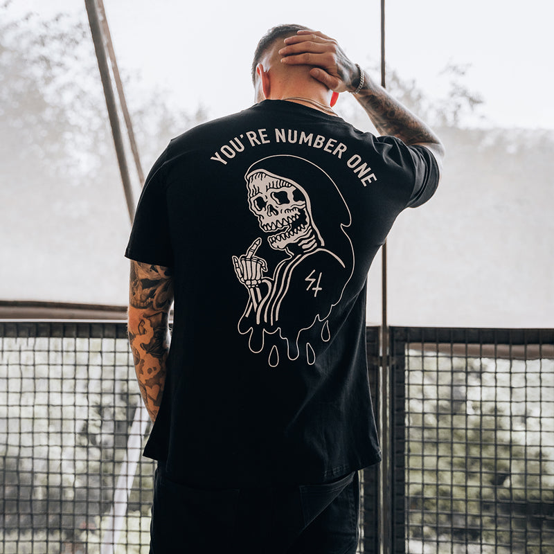 Uprandy Funny You'Re Number One Skull Printed Men Reaper T-Shirt - chicyea