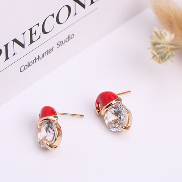 Ladies Christmas Snowman Hat Stud Earrings - chicyea