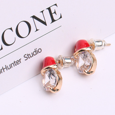 Ladies Christmas Snowman Hat Stud Earrings - chicyea