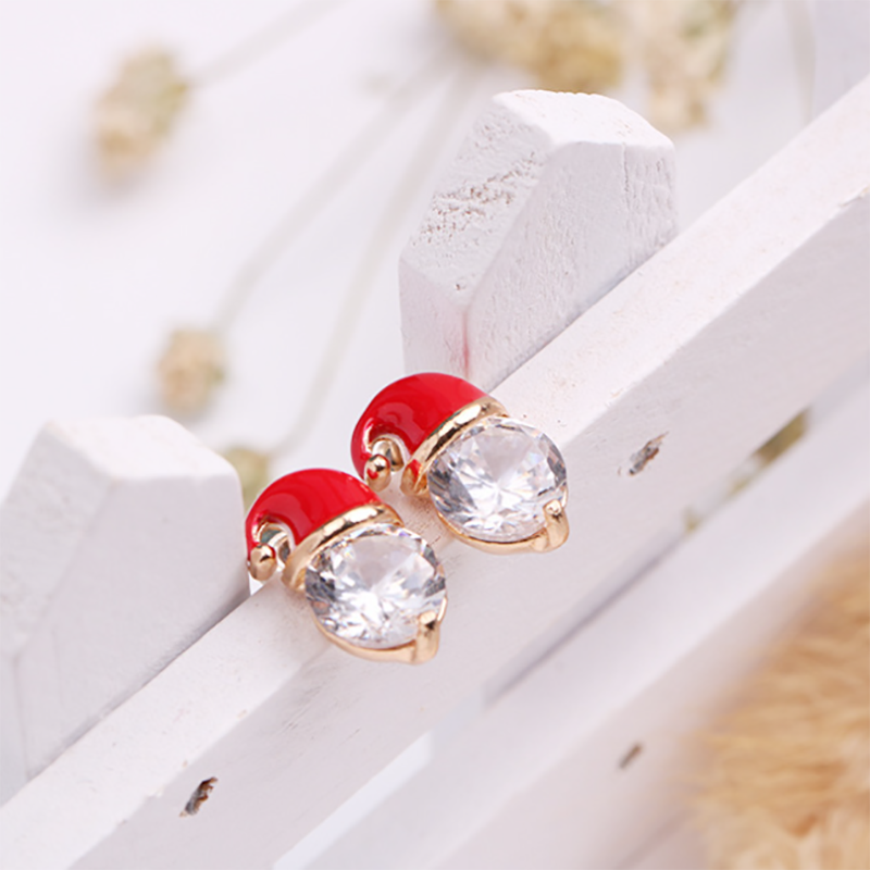 Ladies Christmas Snowman Hat Stud Earrings - chicyea