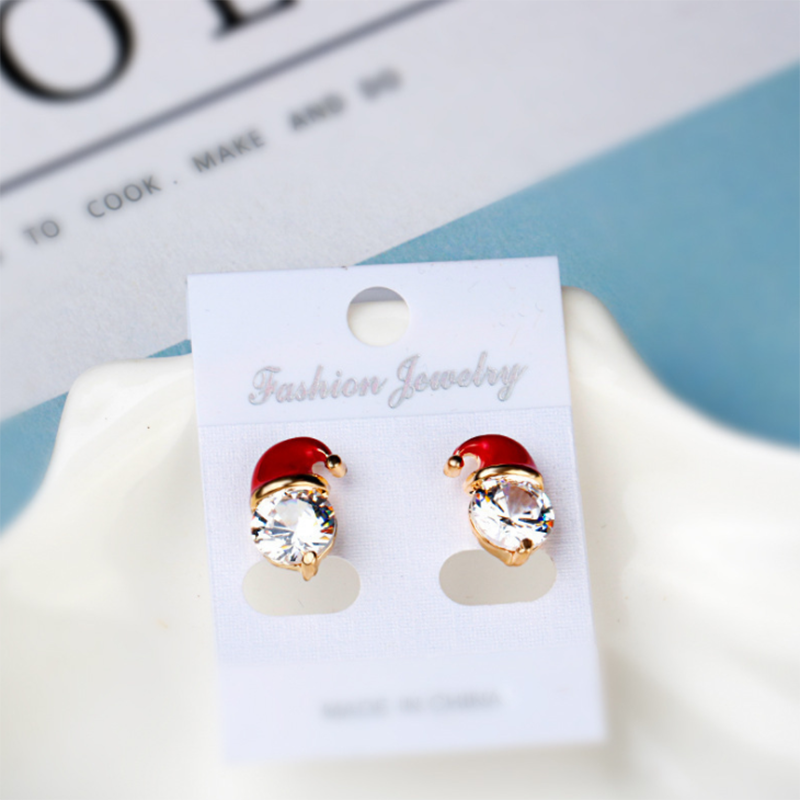 Ladies Christmas Snowman Hat Stud Earrings - chicyea