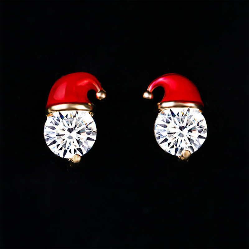 Ladies Christmas Snowman Hat Stud Earrings - chicyea