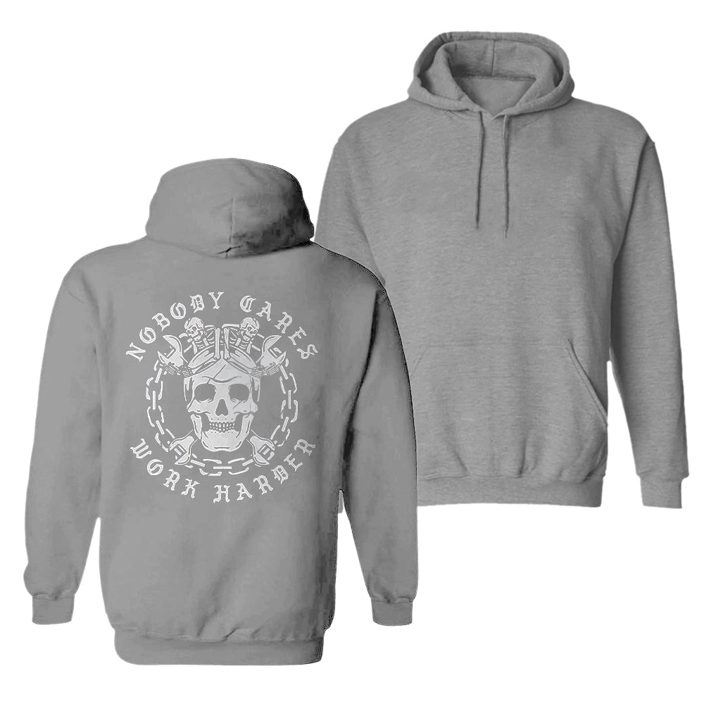 Uprandy Skull Nobody Cares Work Harder Printed Men Casual Hoodie - chicyea