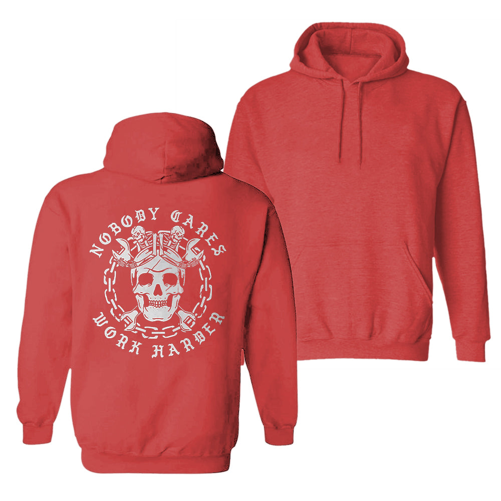 Uprandy Skull Nobody Cares Work Harder Printed Men Casual Hoodie - chicyea