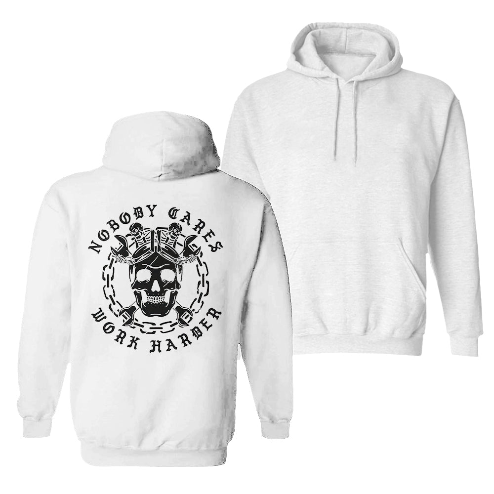 Uprandy Skull Nobody Cares Work Harder Printed Men Casual Hoodie - chicyea