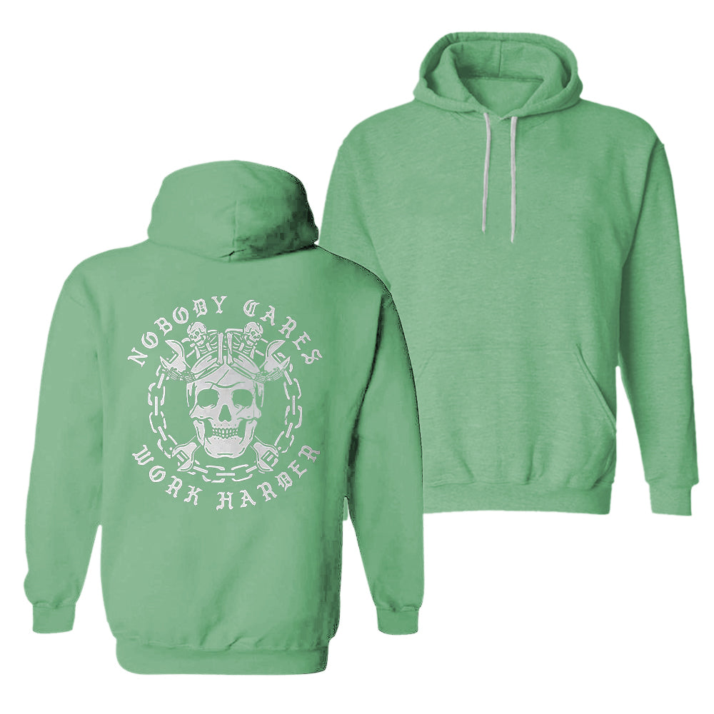 Uprandy Skull Nobody Cares Work Harder Printed Men Casual Hoodie - chicyea
