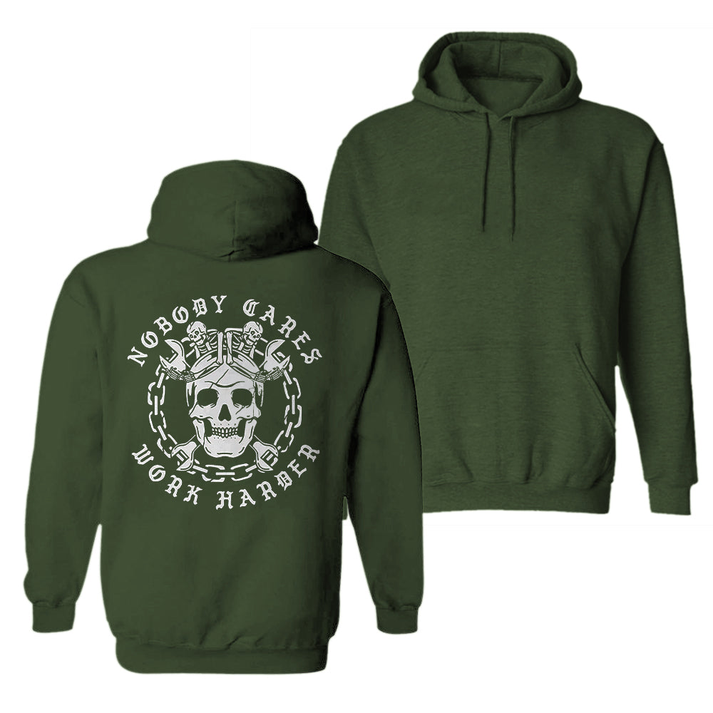 Uprandy Skull Nobody Cares Work Harder Printed Men Casual Hoodie - chicyea
