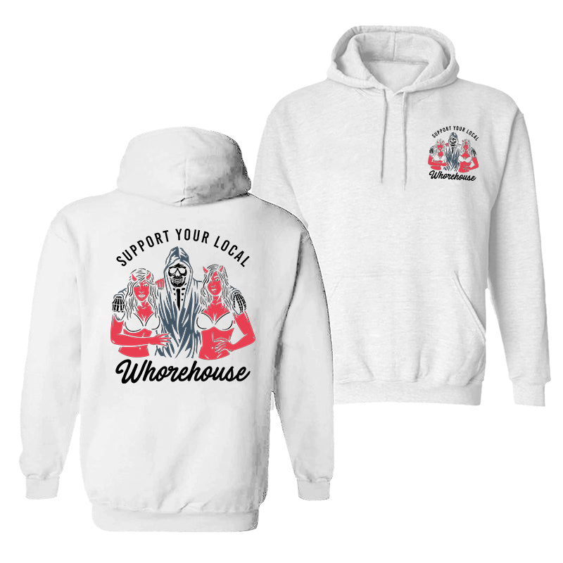 Cloeinc Skull And Sexy Lady Support Your Local Printed Reaper Hoodie - chicyea