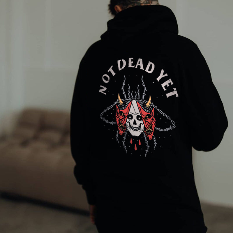 Cloeinc Not Dead Yet Devil Printed Plus Hoodie - chicyea
