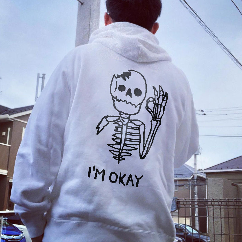 Cloeinc I'M Okay Mutilated Skull Men Hoodie - chicyea