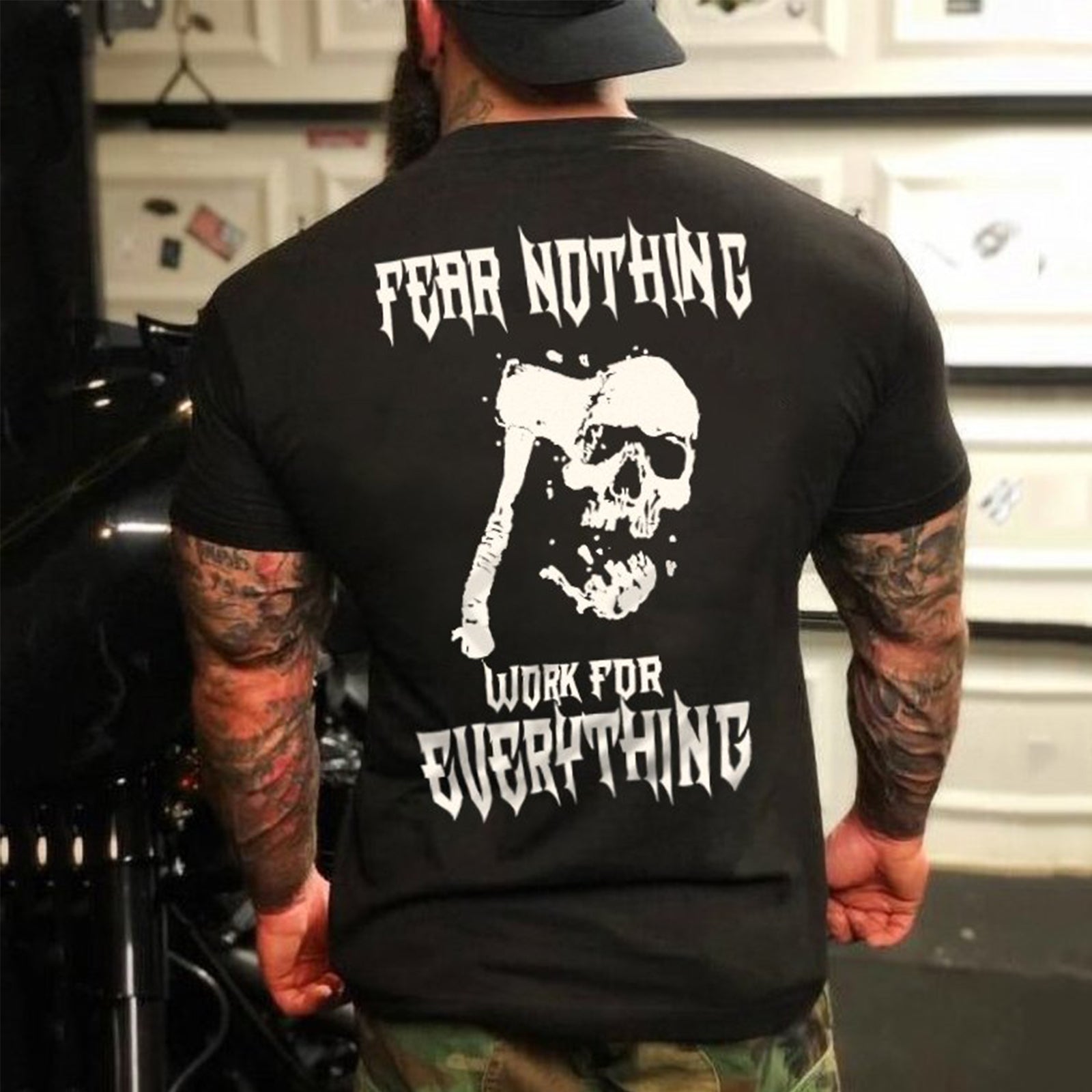 Livereid Cool Fear Nothing Skull Printed T-Shirt - chicyea