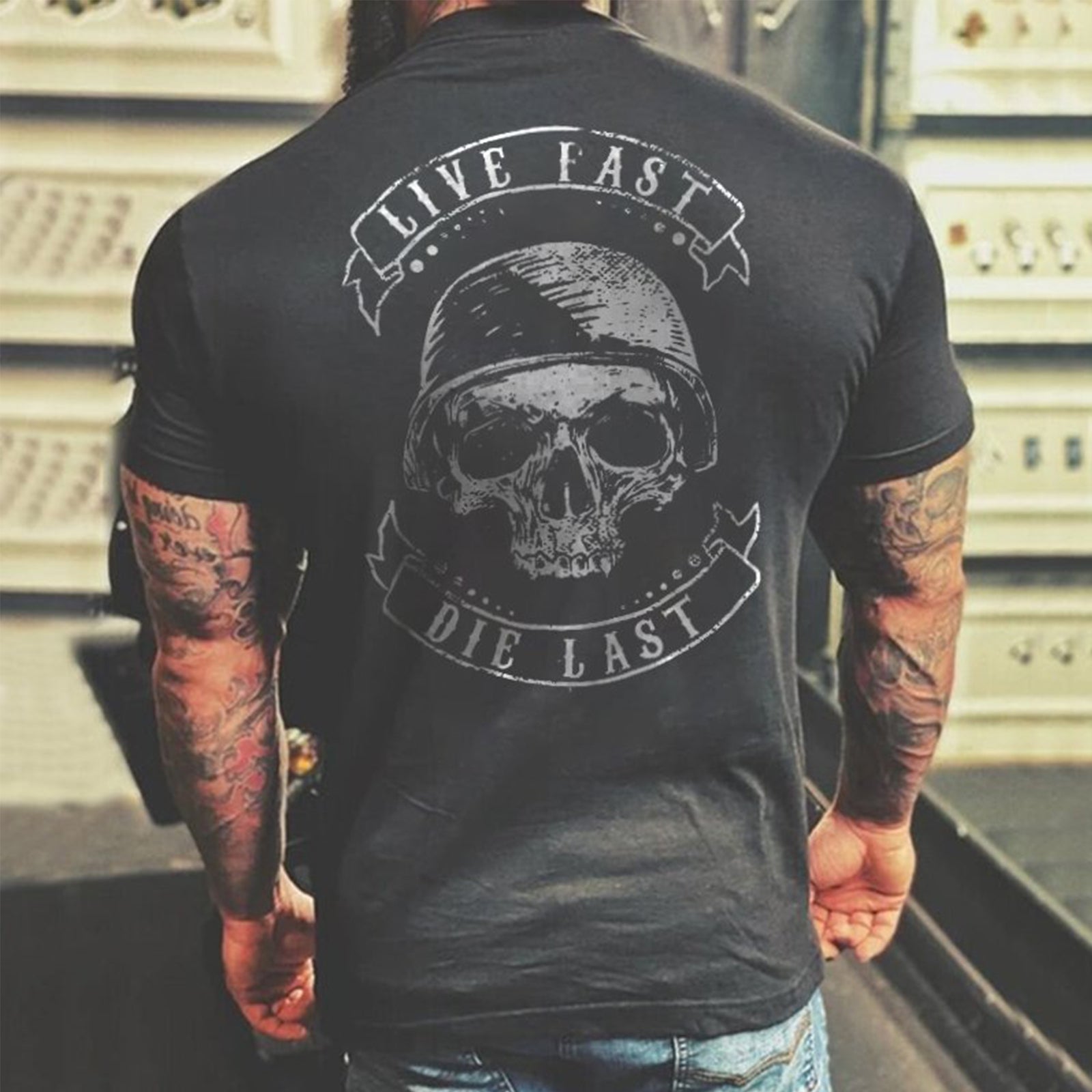 Livereid Vintage Skull Printed Designer T-Shirt - chicyea