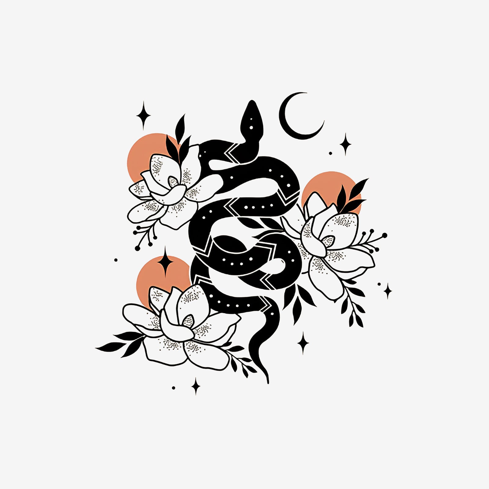 Minnieskull Snake Floral Print T-Shirt Designer - chicyea