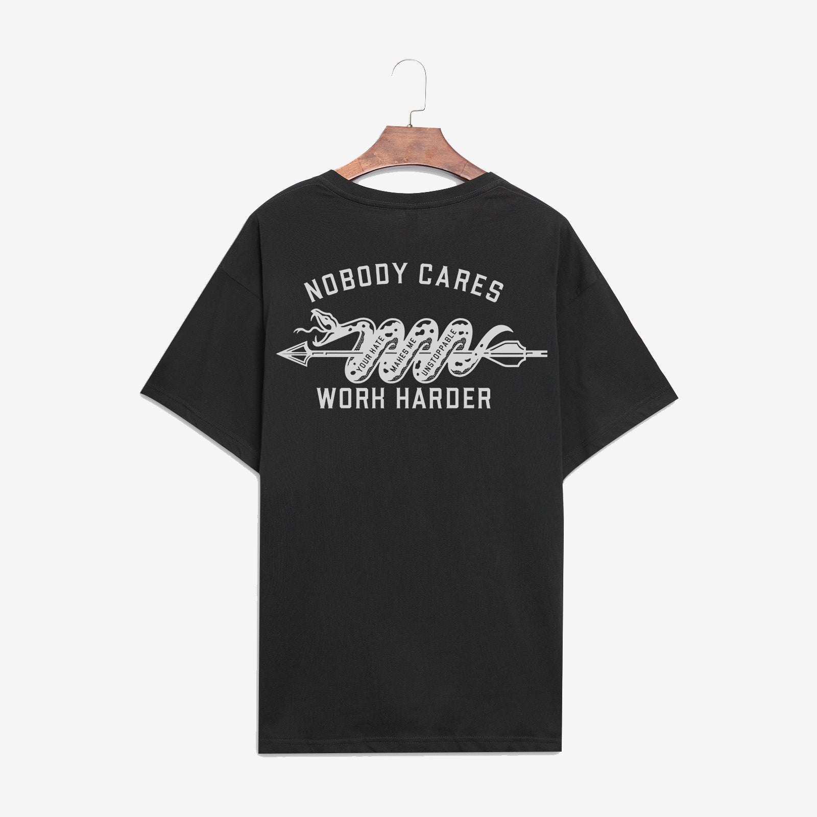 Minnieskull No Body Cares Work Harder Snake Tshirt - chicyea